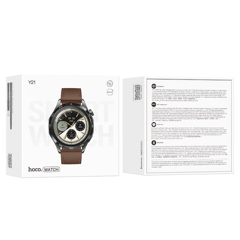 Hoco Y21 AMOLED Smart Sports Watch(Call version) - Metal gray