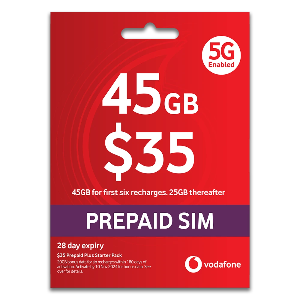 Vodafone Prepaid Sim Bundle $35 + $35 with offer recharge double month