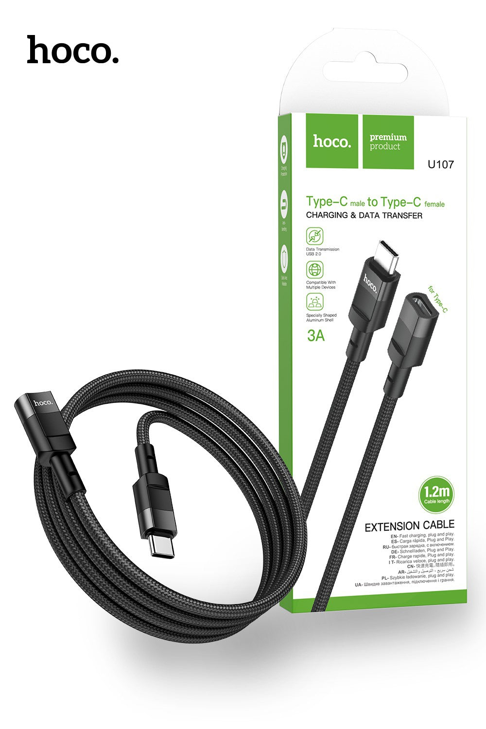 Hoco U107 USB-C Extension Cable 120cm